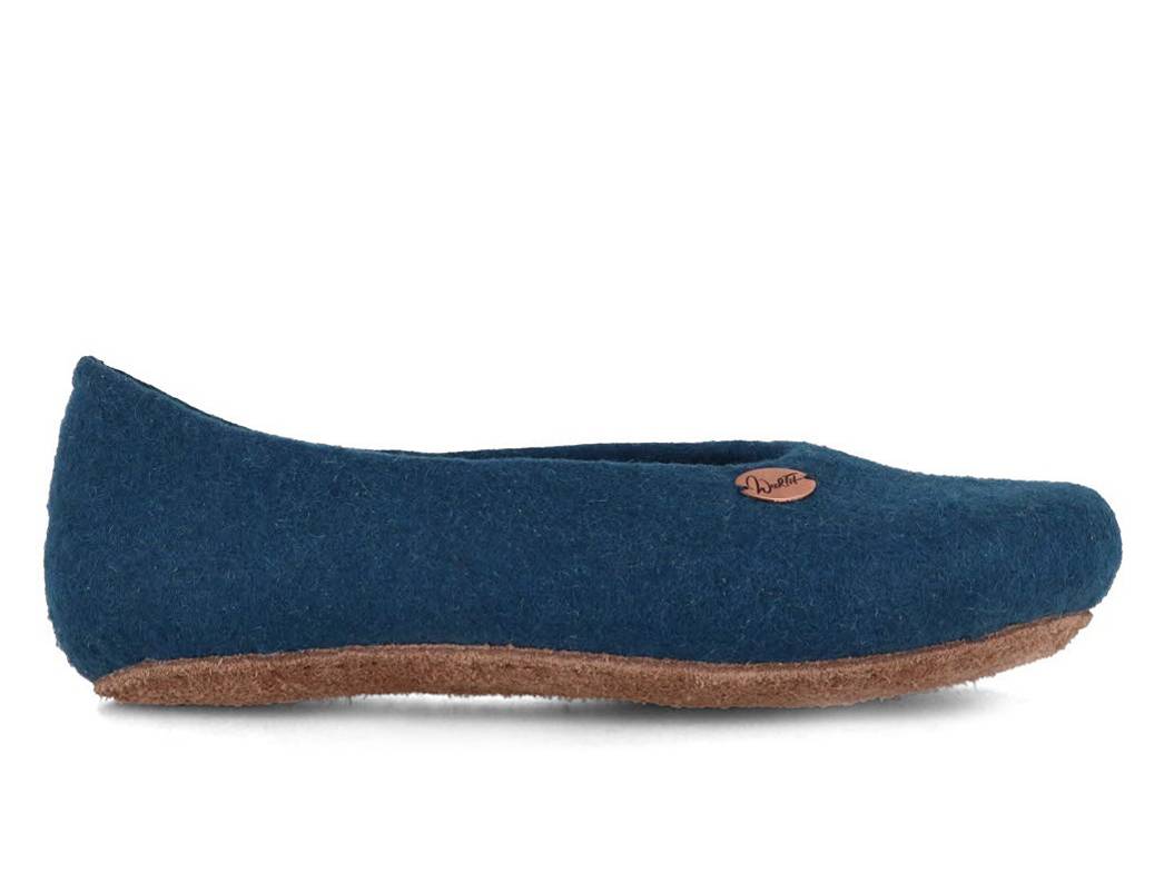Ballerina-Hausschuhe aus Filz, blau