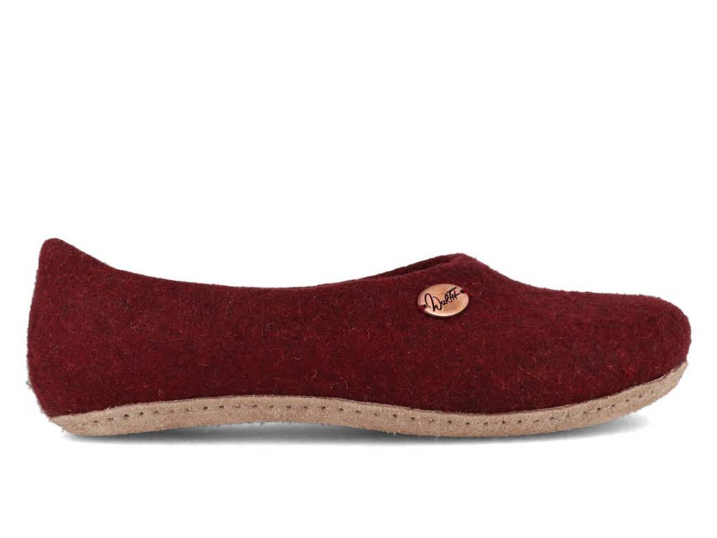 Ballerina-Hausschuhe aus Filz, dark cherry