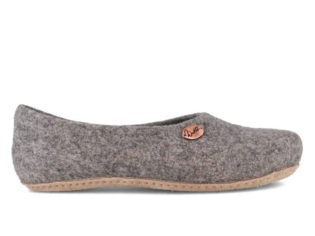 Ballerina-Hausschuhe aus Filz, hellgrau