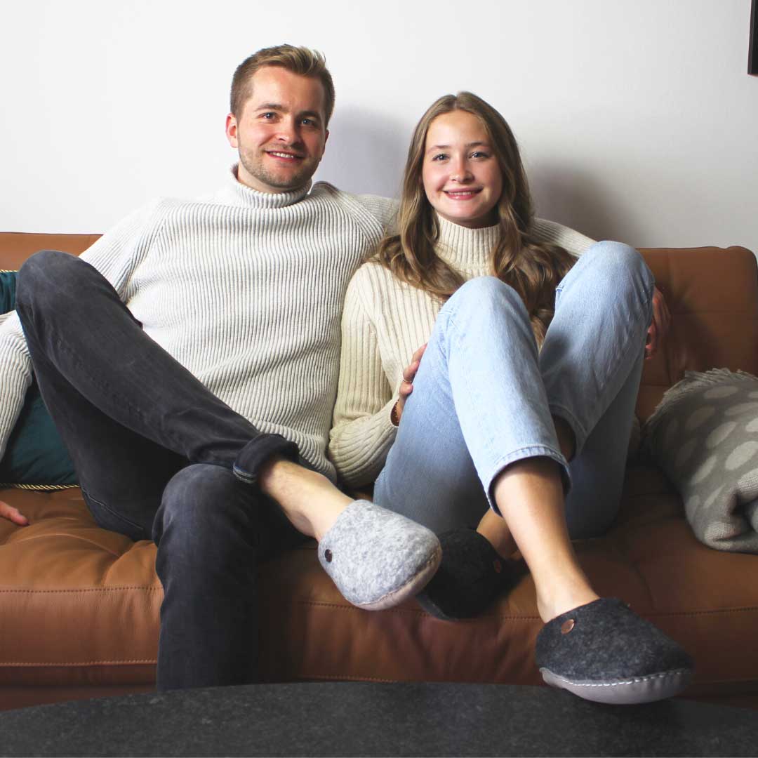 Barfuß-Hausschuh Footprint, steingrau