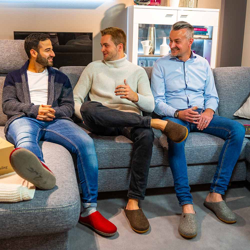 Filzpantoffeln mit Einlagen Classic, hellgrau