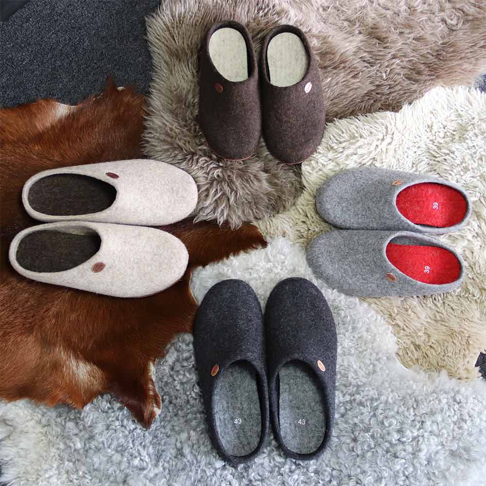 Filzpantoffeln mit Einlagen Classic, hellgrau