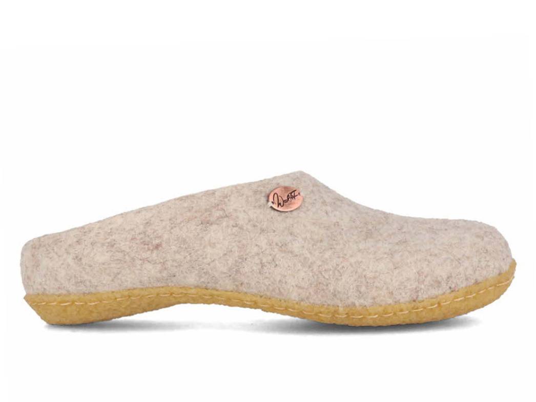 Filzpantoffeln mit Einlagen & Gummisohle Classic, beige