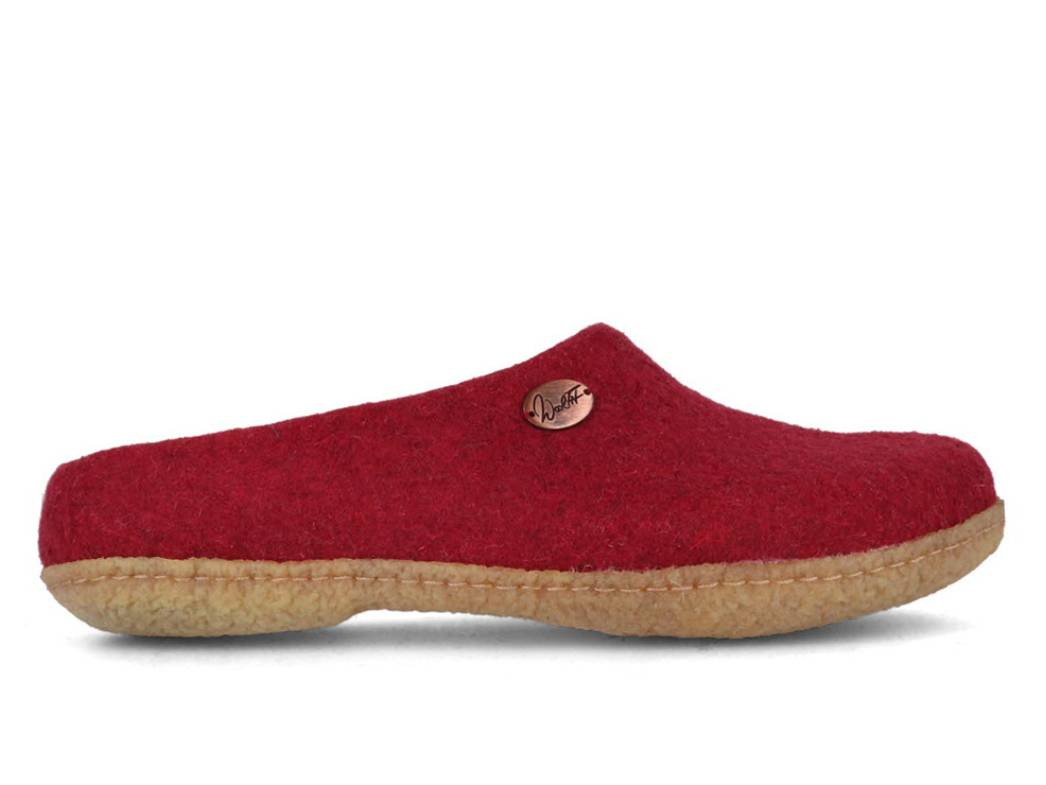 Filzpantoffeln mit Einlagen & Gummisohle Classic, dunkelrot