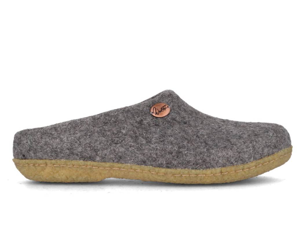 Filzpantoffeln mit Einlagen & Gummisohle Classic, hellgrau