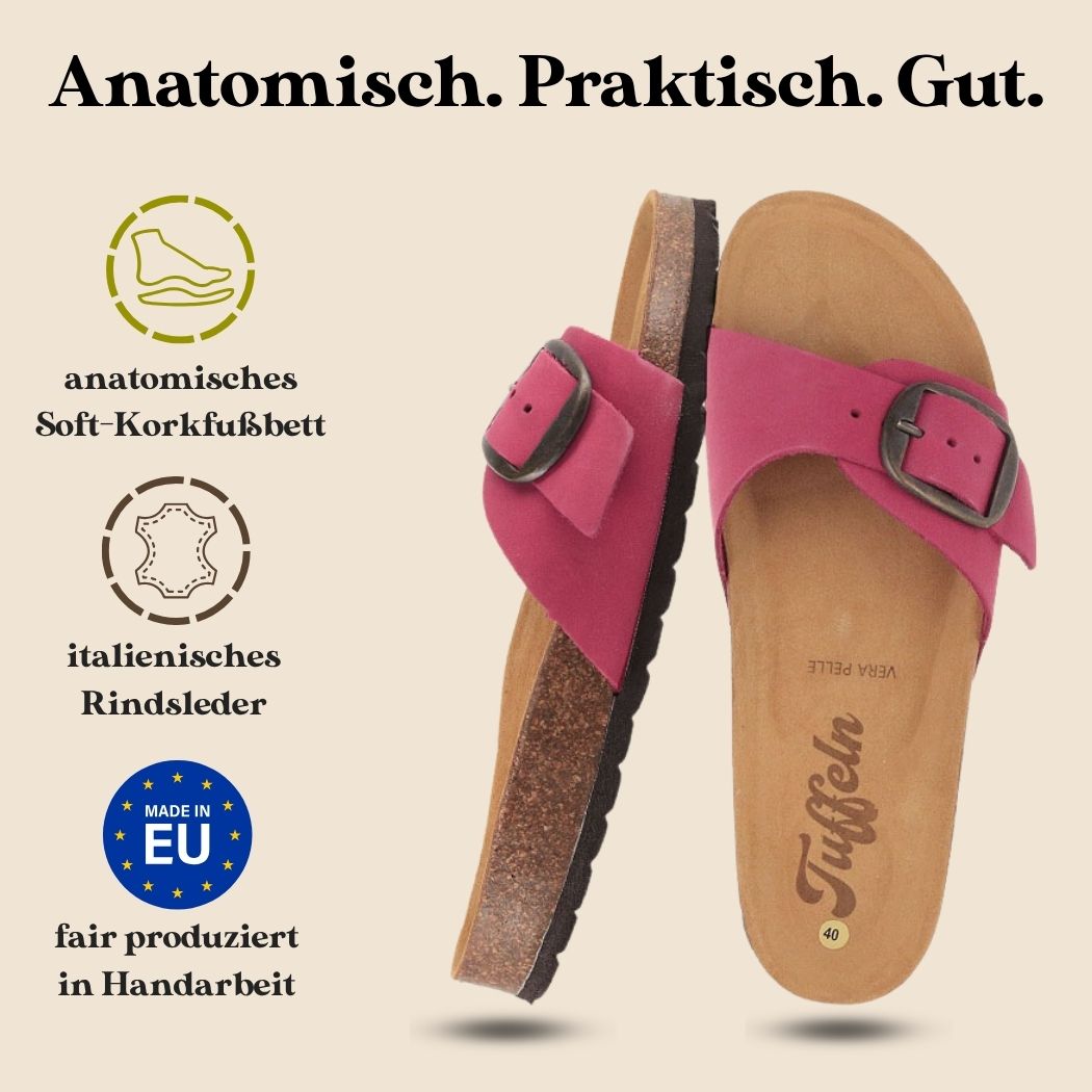Tuffeln Fehmarn Ledersandale, fuxia