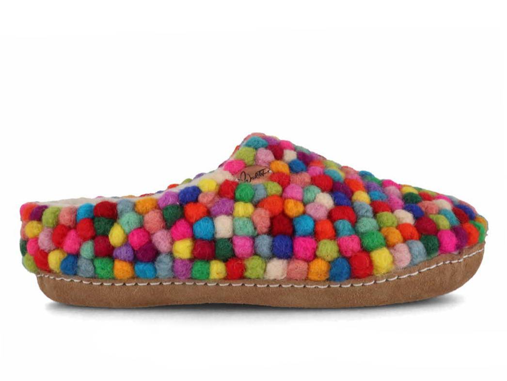 Barfuß-Hausschuhe Spezialedition Filzkugeln Footprint, Mehrfarbig