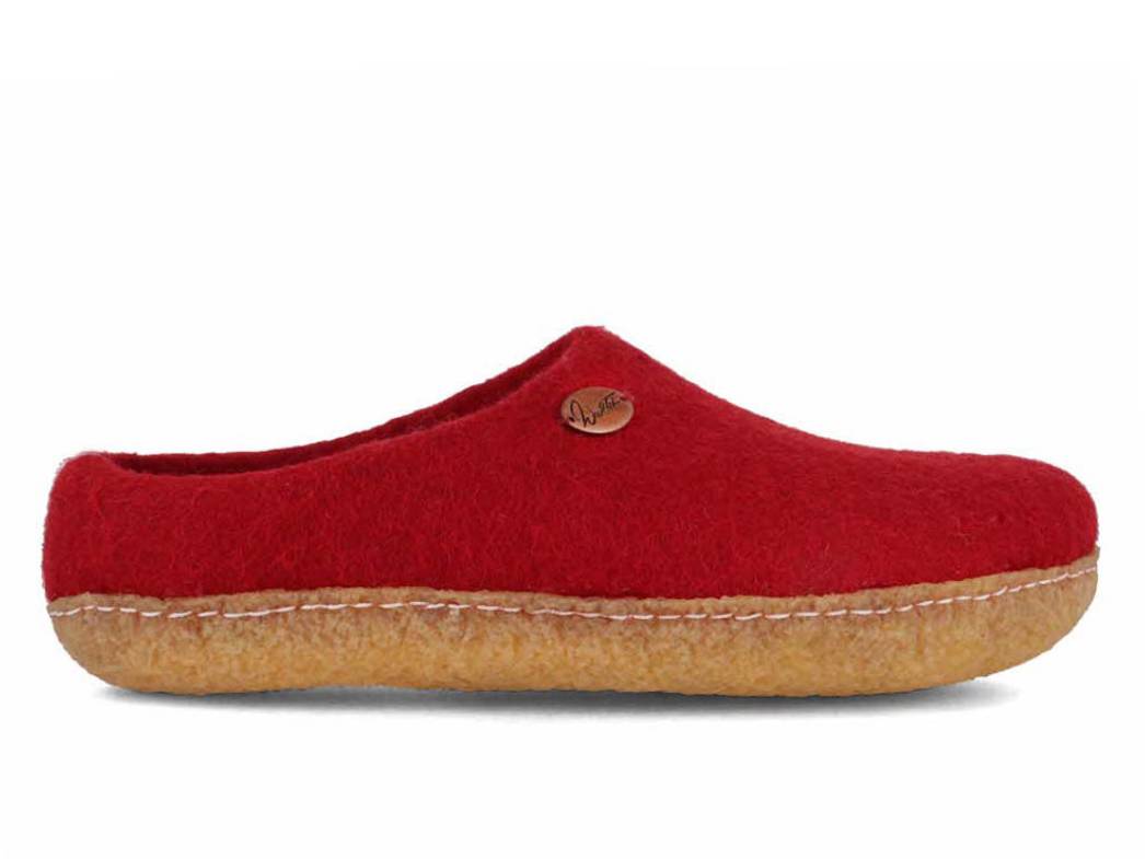 Barfuß-Hausschuh Footprint mit Naturgummisohle, dunkelrot