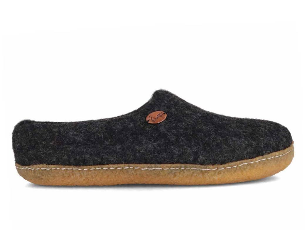 Barfuß-Hausschuh Footprint mit Naturgummisohle, graphit