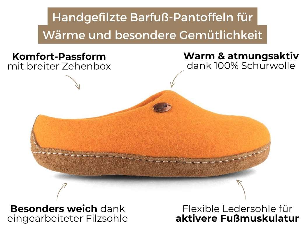Barfuß-Hausschuh Footprint, orange