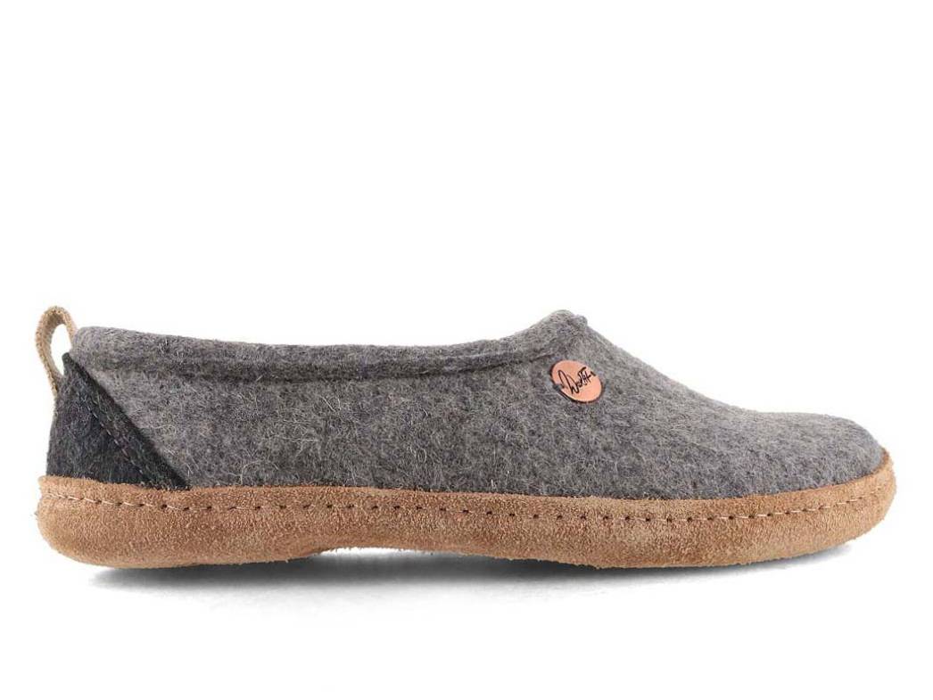 Hohe Filzhausschuhe Highland, hellgrau