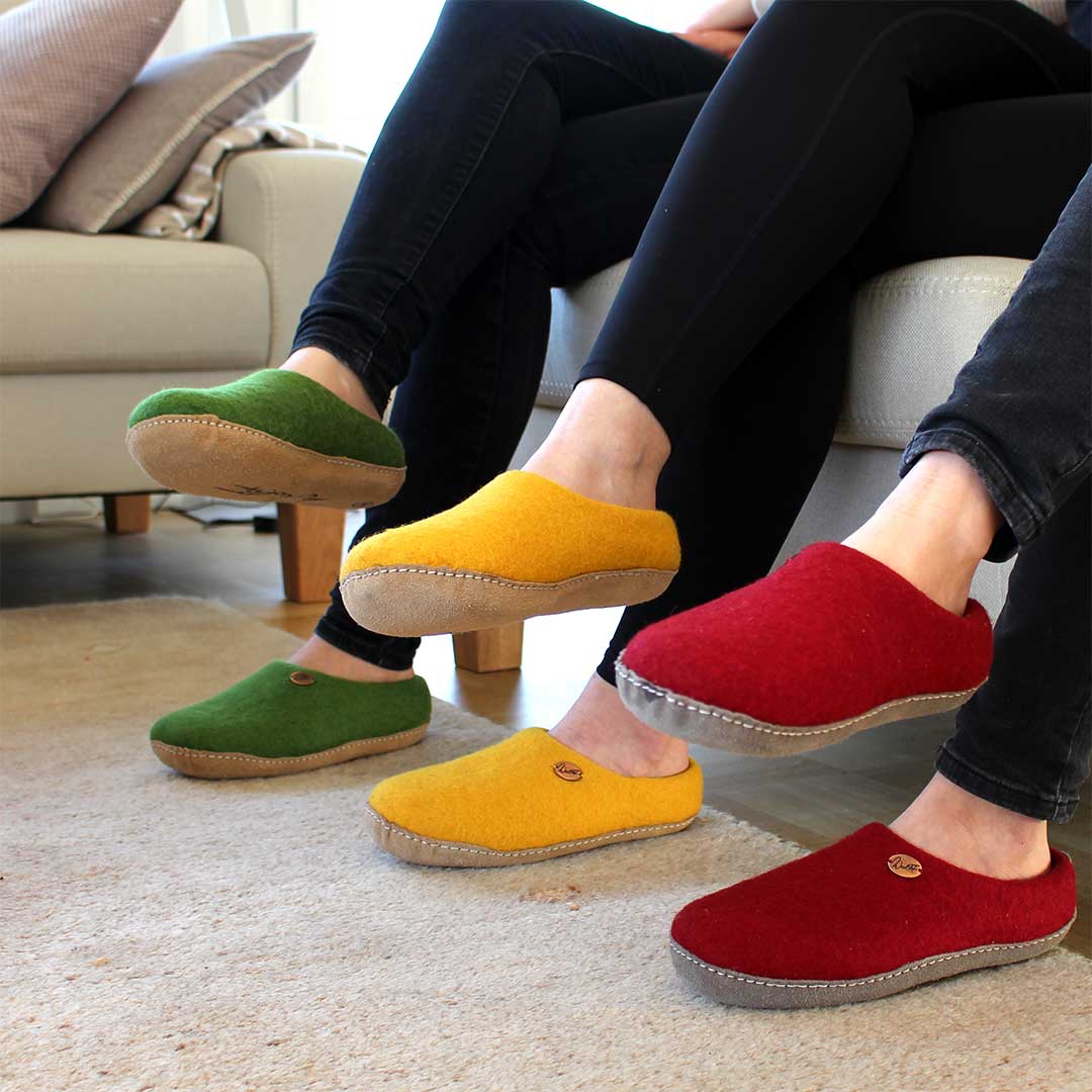 Barfuß-Hausschuh Footprint, gelb