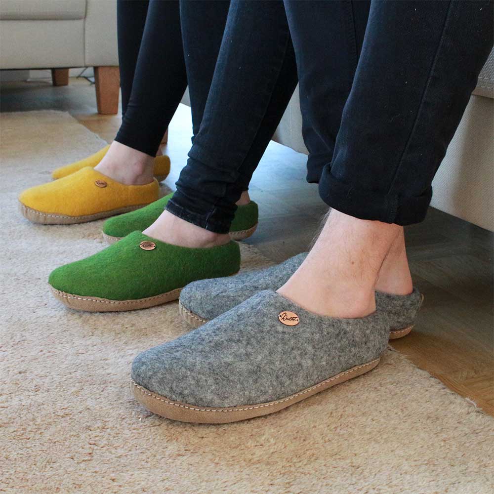 Barfuß-Hausschuh Footprint, steingrau