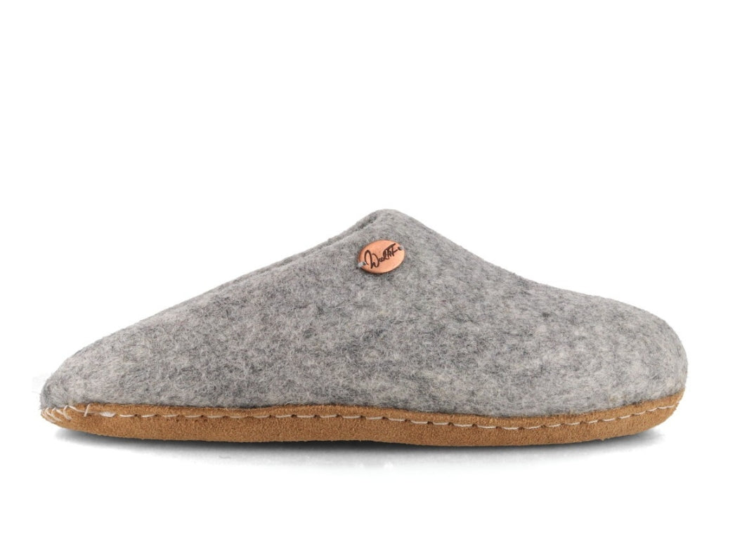Offene Filzpantoffeln ohne Fersenrand Tibet, steingrau