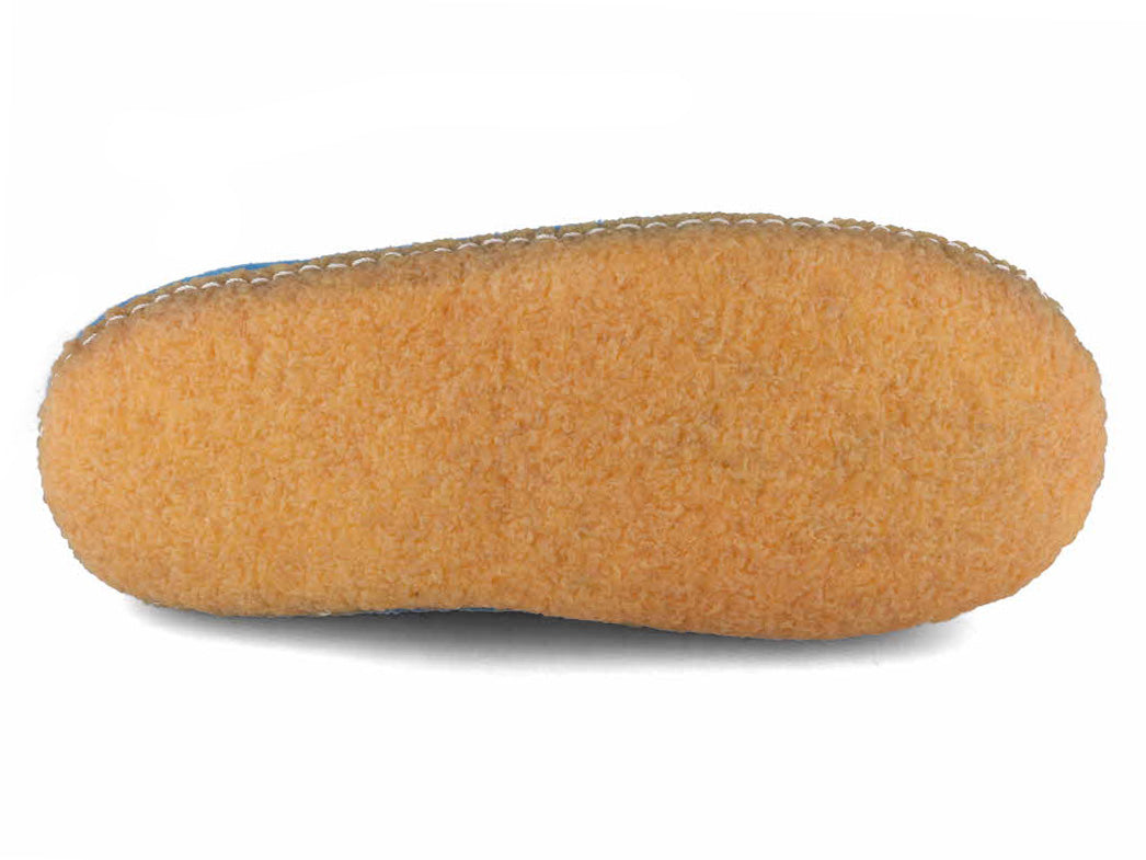 Barfuß-Hausschuh Footprint mit Naturgummisohle, blau