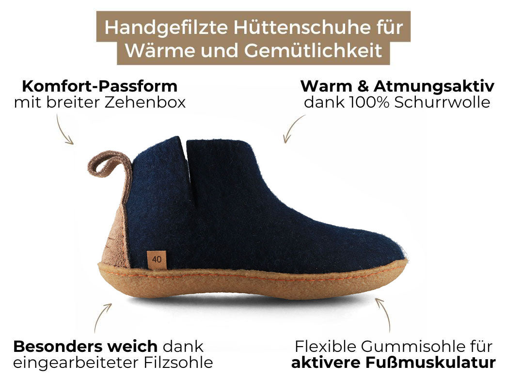 Hüttenschuhe mit Gummisohle Yeti, blau