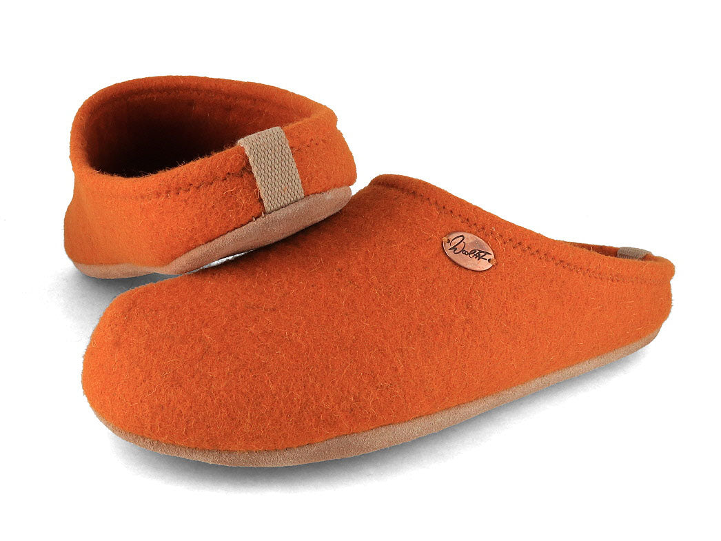 Barefoot Filzpantoffeln mit viel Zehenfreiheit, orange