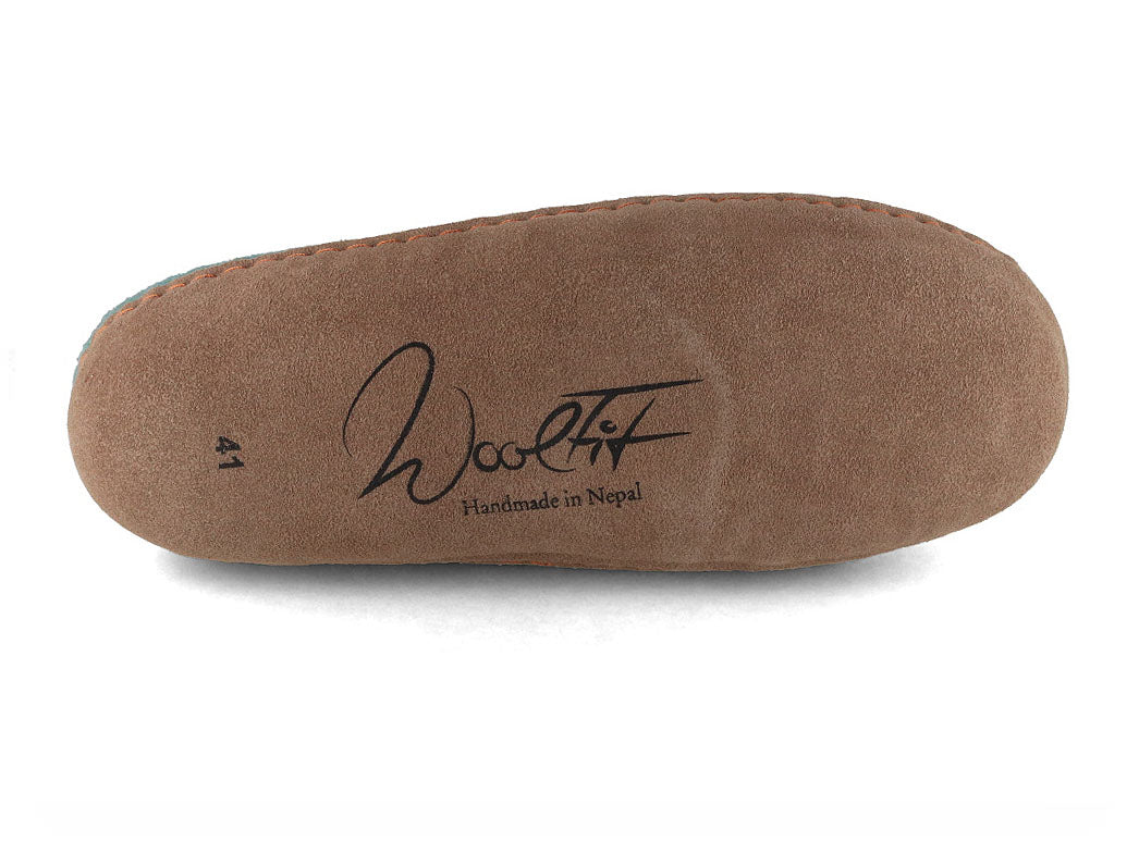 Sherpa Filzpantoffeln mit Fußbett & Ledersohle, grün