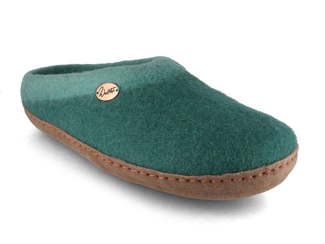 Sherpa Filzpantoffeln mit Fußbett & Ledersohle, grün