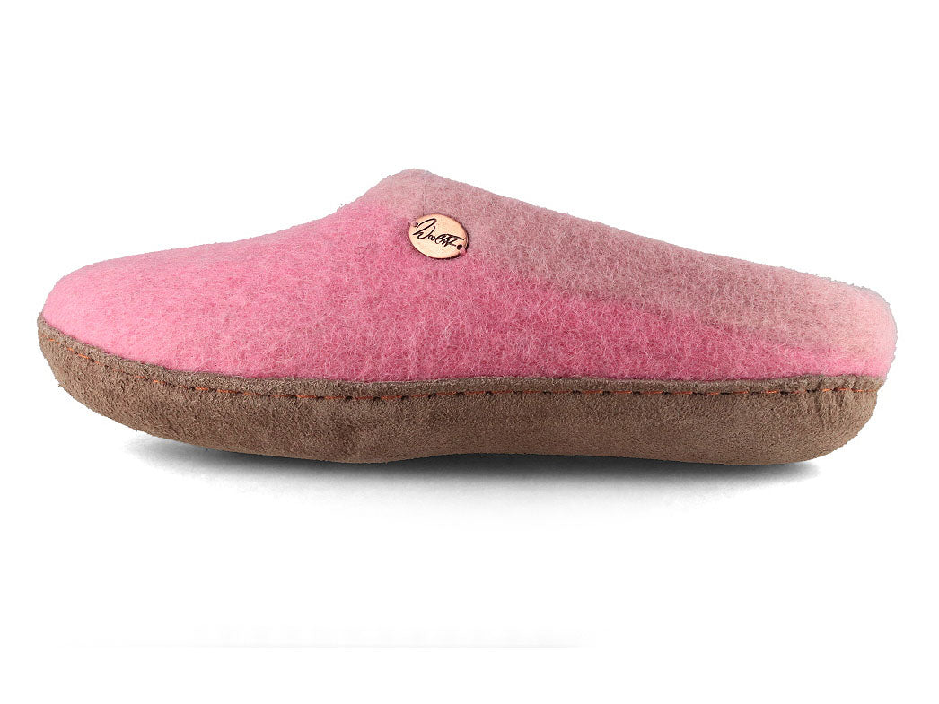 Sherpa Filzpantoffeln mit Fußbett & Ledersohle, rosa