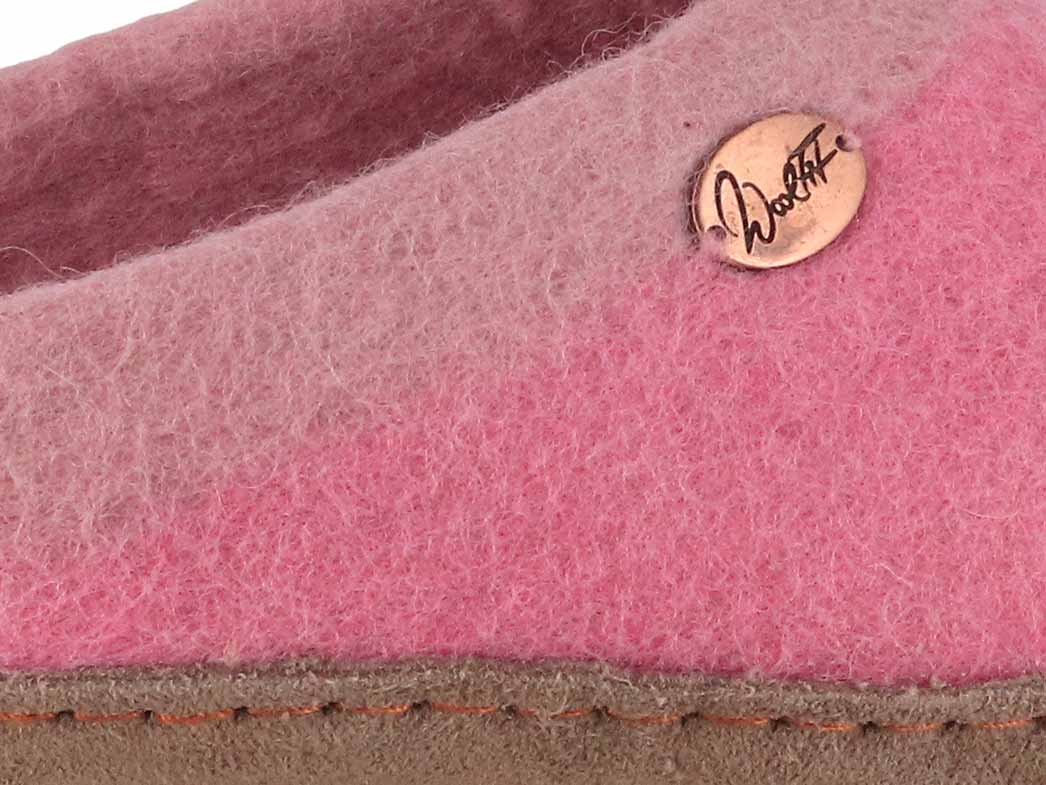 Sherpa Filzpantoffeln mit Fußbett & Ledersohle, rosa