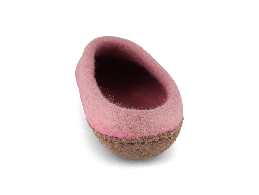 Sherpa Filzpantoffeln mit Fußbett & Ledersohle, rosa