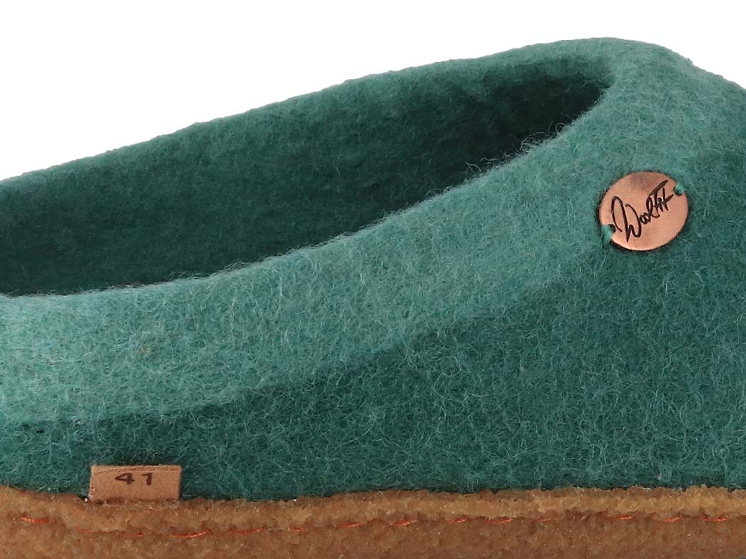 Sherpa Filzpantoffeln mit Fußbett & Naturgummisohle, grün