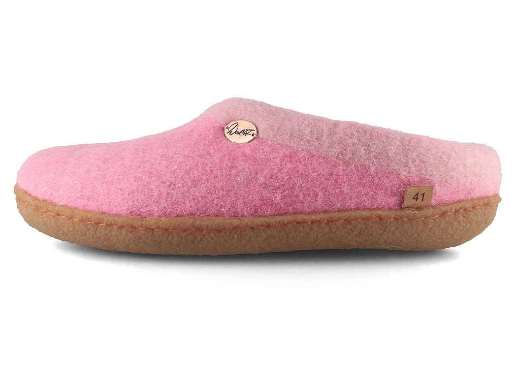 Sherpa Filzpantoffeln mit Fußbett & Naturgummisohle, rosa