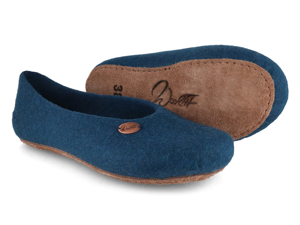 Ballerina-Hausschuhe aus Filz, blau