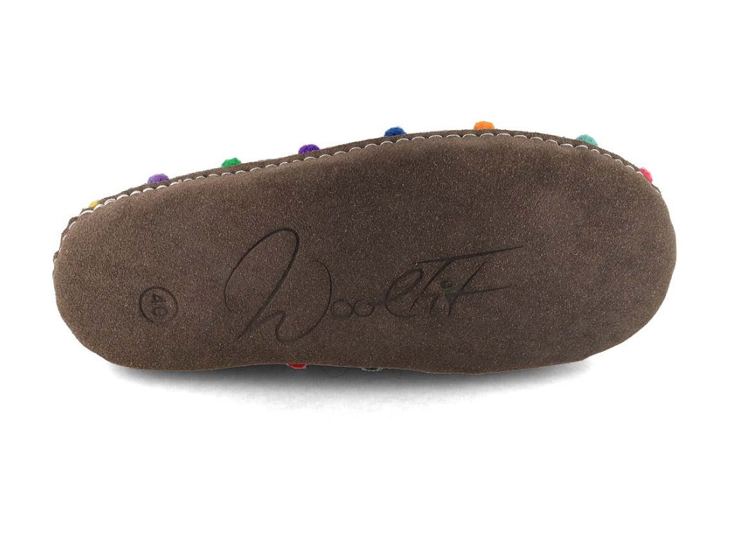 Barfuß-Hausschuh Footprint, graphit/ gepunktet