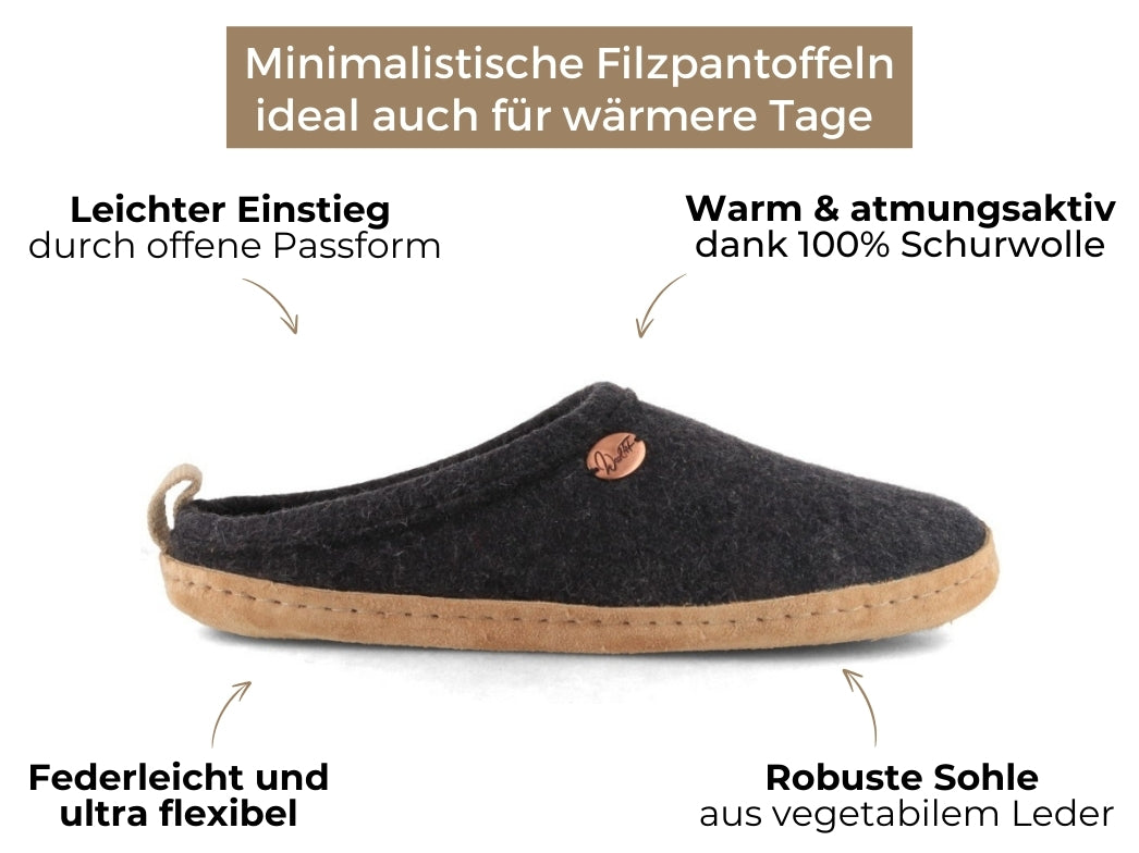 Tundra nachhaltige Filzpantoffeln, dunkelgrau