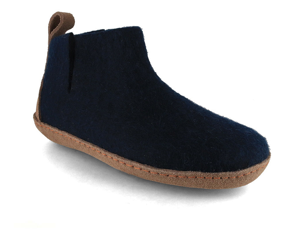 Hüttenschuhe mit Ledersohle Yeti, blau