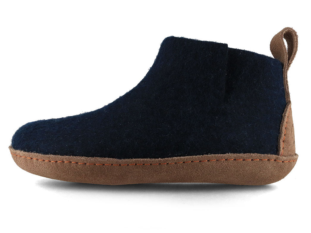 Hüttenschuhe mit Ledersohle Yeti, blau