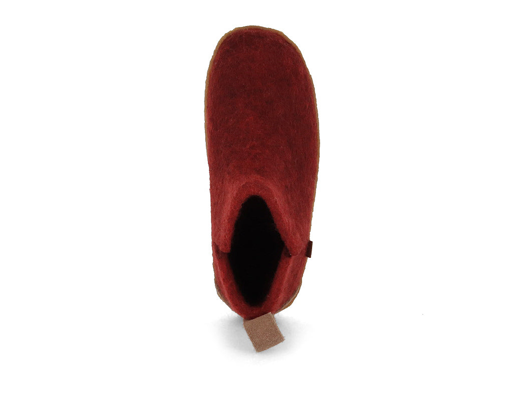 Hüttenschuhe mit Gummisohle Yeti, dunkelrot