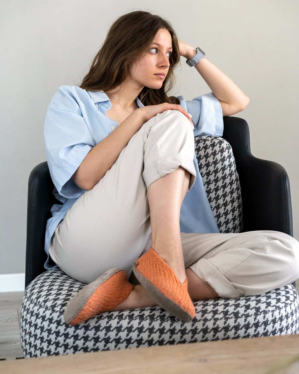 Woolies handgewebte Hausschuhe, apricot