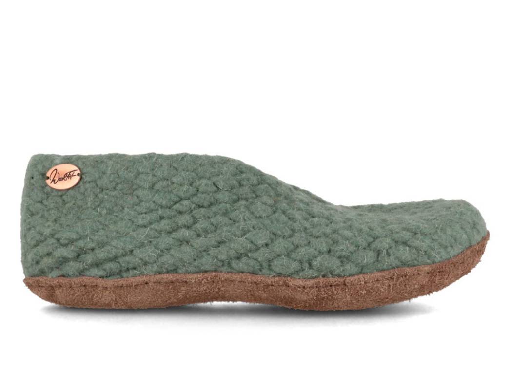Woolies handgewebte Hausschuhe, salbei
