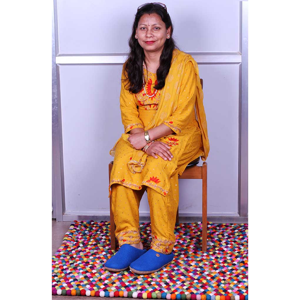 Barfuß-Hausschuh Footprint mit Naturgummisohle, blau