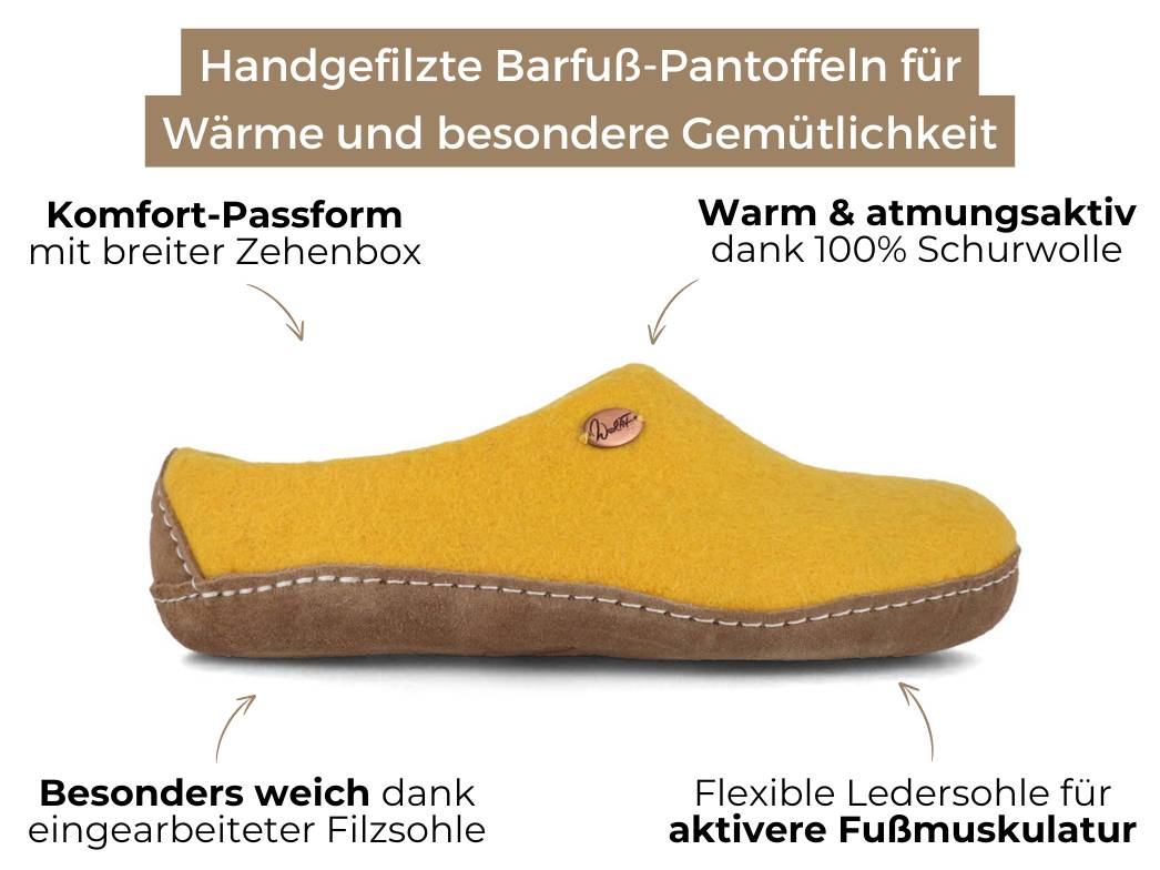 Barfuß-Hausschuh Footprint, gelb
