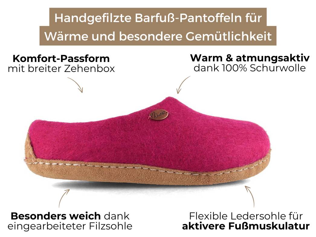Barfuß-Hausschuh Footprint, pink