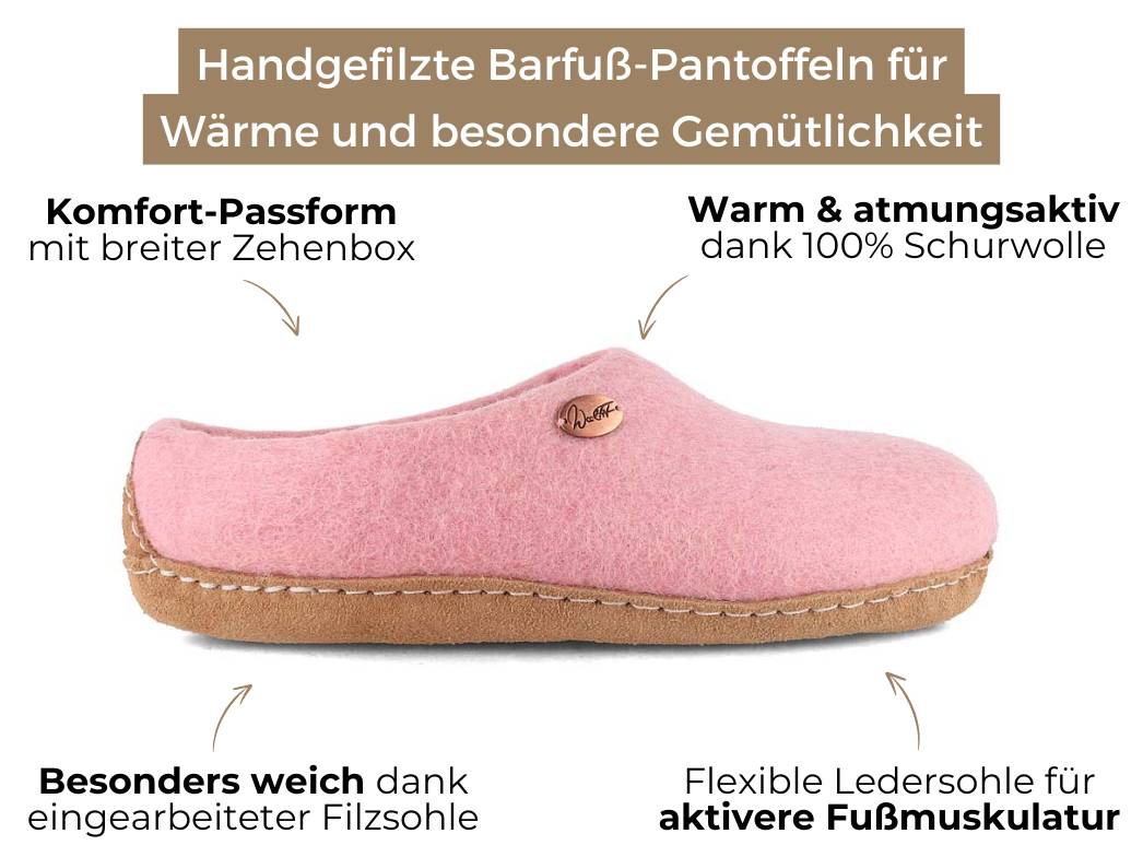 Barfuß-Hausschuh Footprint, rosa