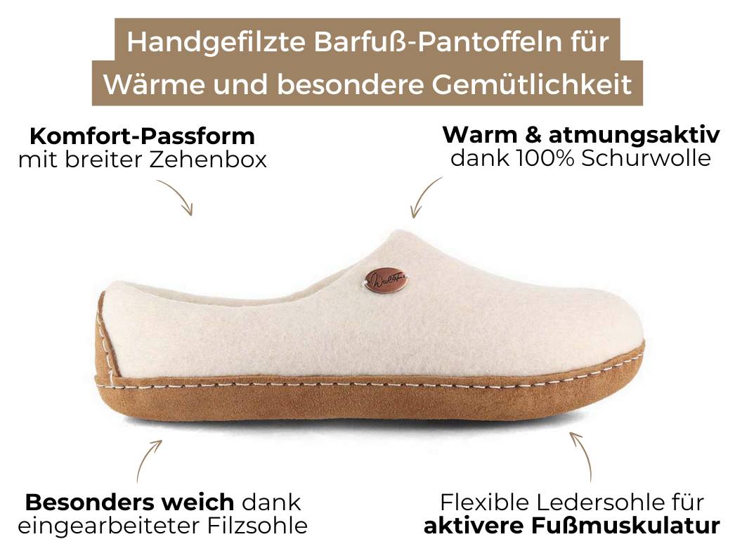 Barfuß-Hausschuh Footprint, weiss