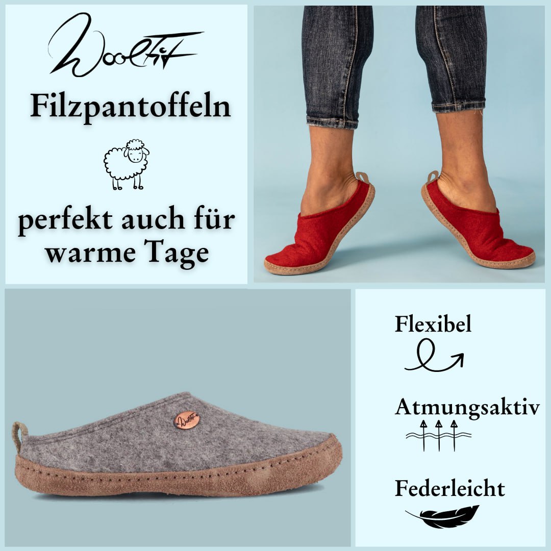 Tundra nachhaltige Filzpantoffeln, hellgrau
