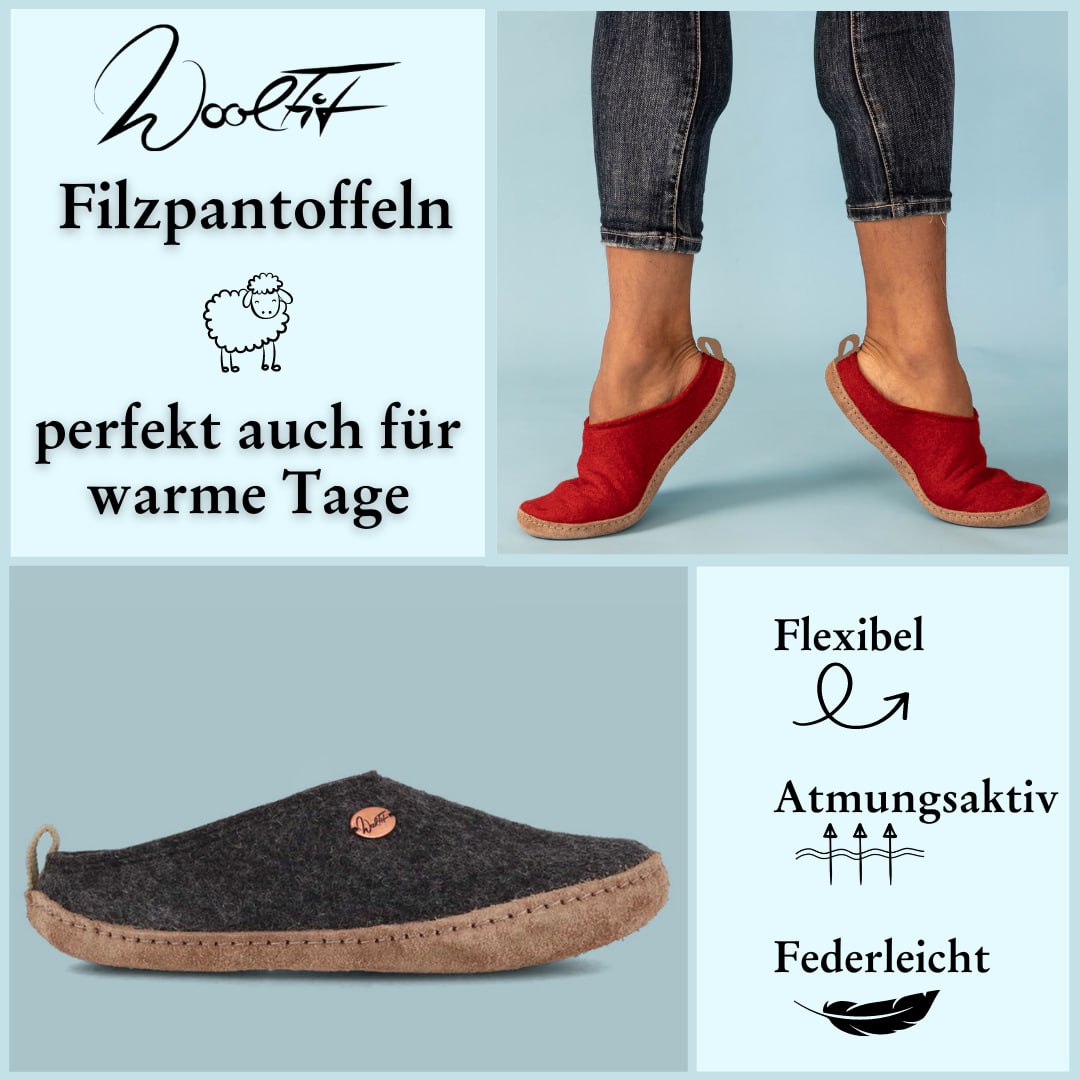 Tundra nachhaltige Filzpantoffeln, dunkelgrau