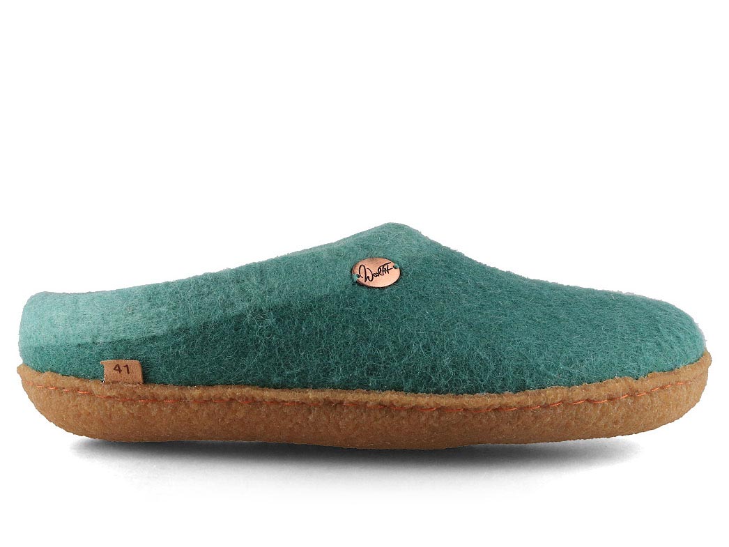 Sherpa Filzpantoffeln mit Fußbett & Naturgummisohle, grün