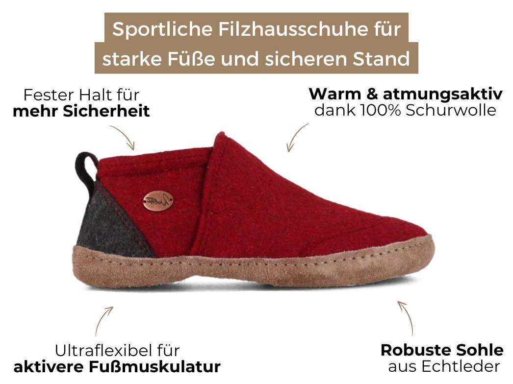 Home Office Hausschuhe Taiga, dunkelrot