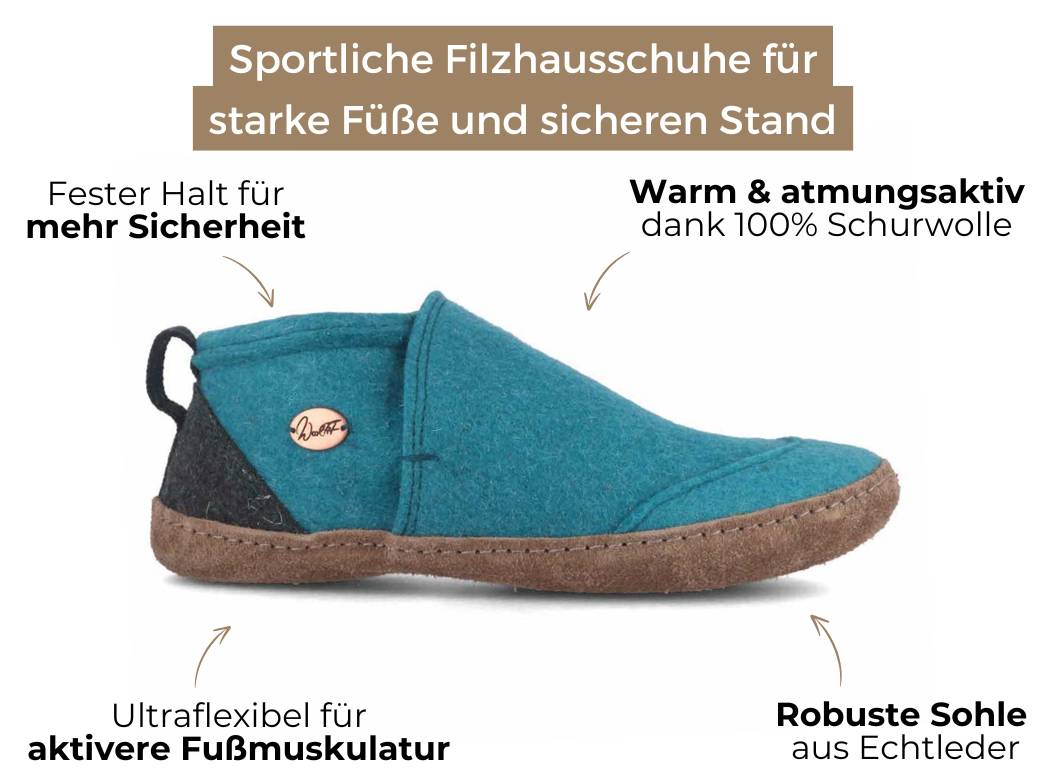 Home Office Hausschuhe Taiga, türkis