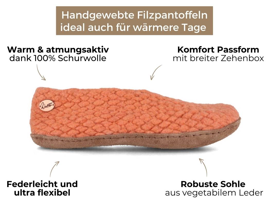 Woolies handgewebte Hausschuhe, apricot