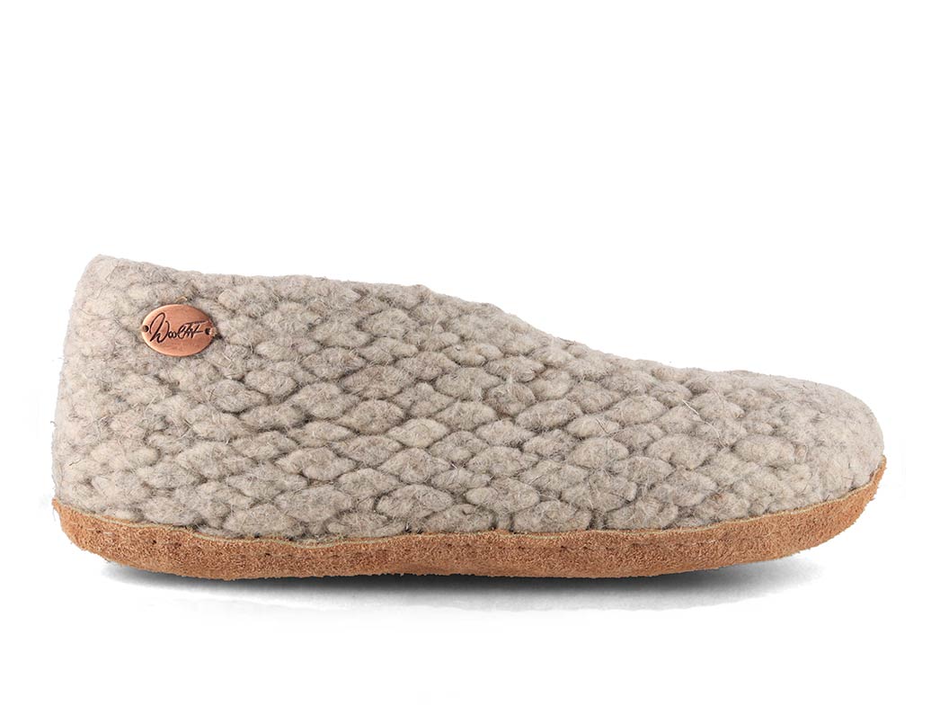 Woolies handgewebte Hausschuhe, beige