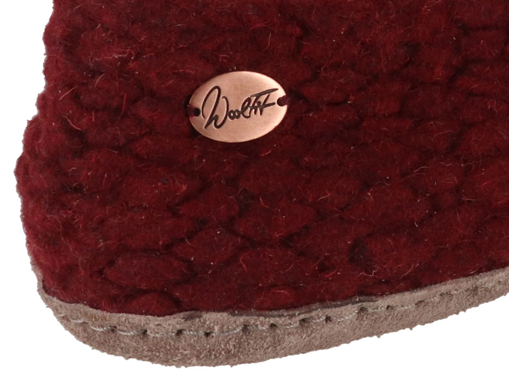 Woolies handgewebte Hausschuhe, bordo