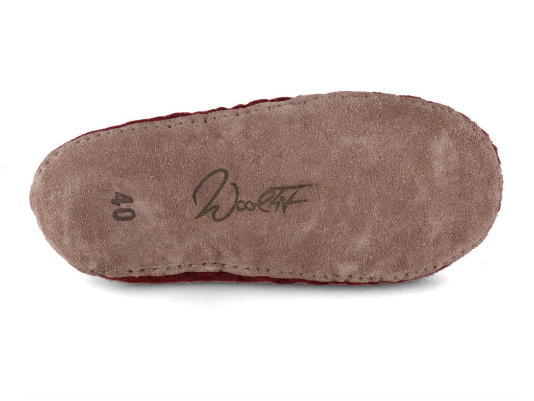 Woolies handgewebte Hausschuhe, bordo